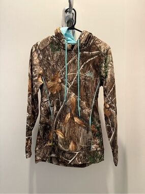 Realtree Brown Camo Hoodie with Teal Accents